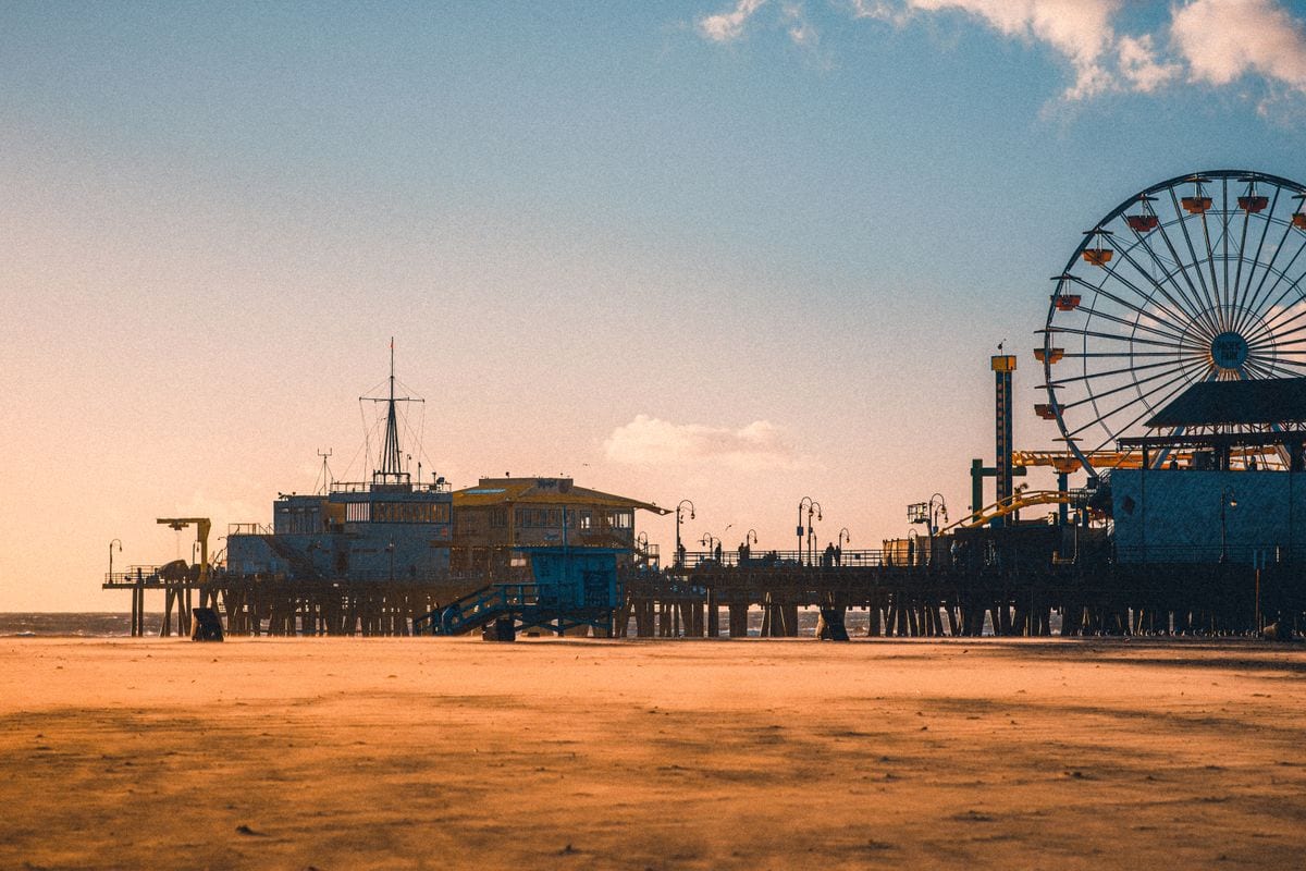 Santa Monica beach and pier crowds — mobile billboard advertising territory
